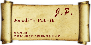 Jordán Patrik névjegykártya